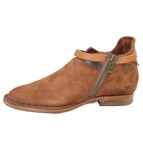 A.S. 98 Free People Felix Brown Suede Leather Belted Ankle Boot, Size 36 - Picture 4 of 7